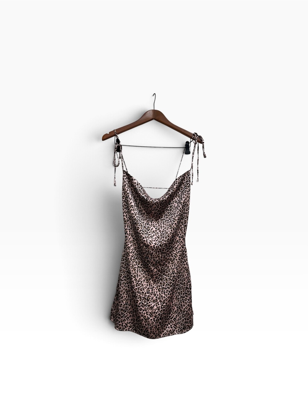 superdown Leopard-Print Mini Slip Dress with Draped neck and Back